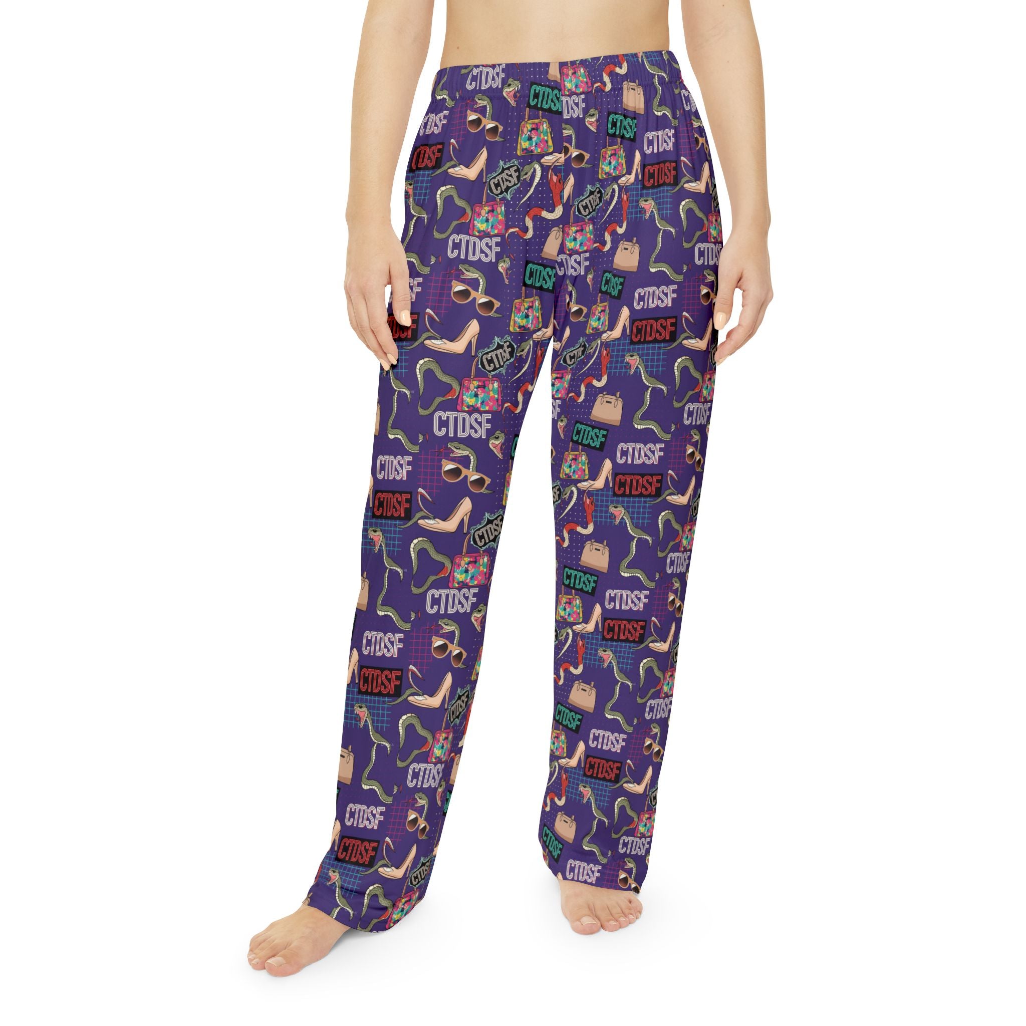 CTDSF Patterned Women's Pajama Pants — Cozy Purple All-Over Print Sleepwear