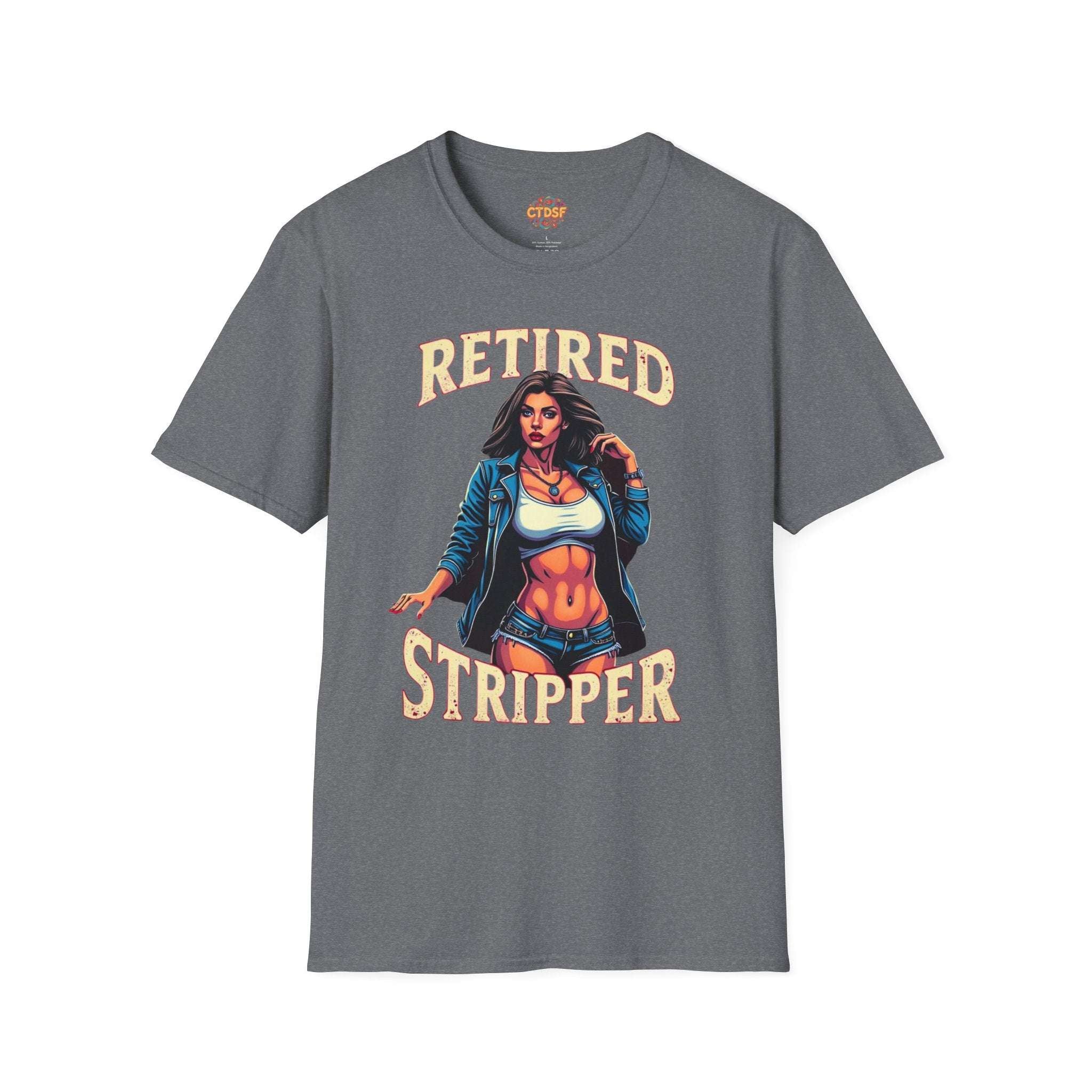 Retired Stripper Unisex Softstyle T-Shirt - Fun Gift for Celebrations