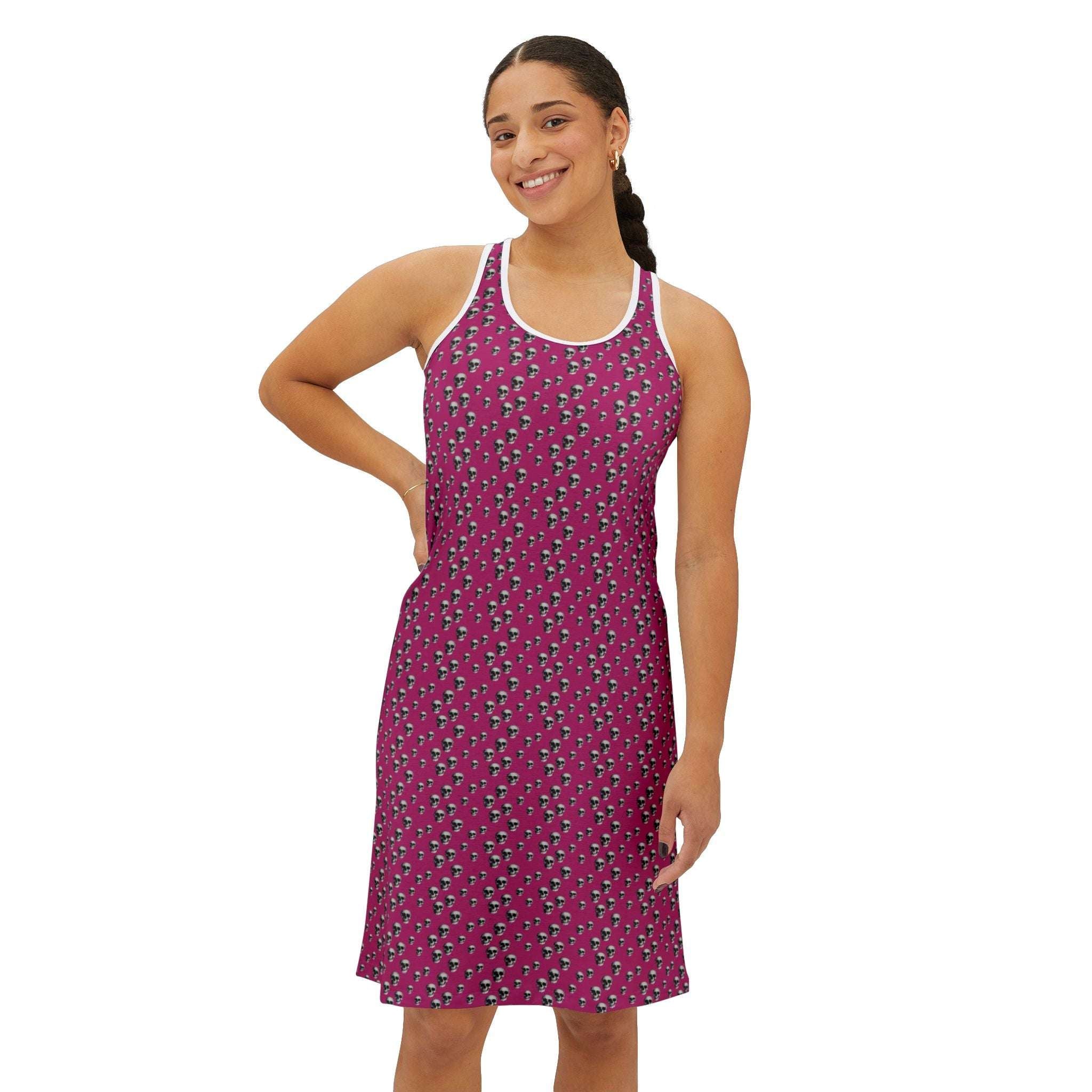Skull Pattern Pink Racerback Dress
