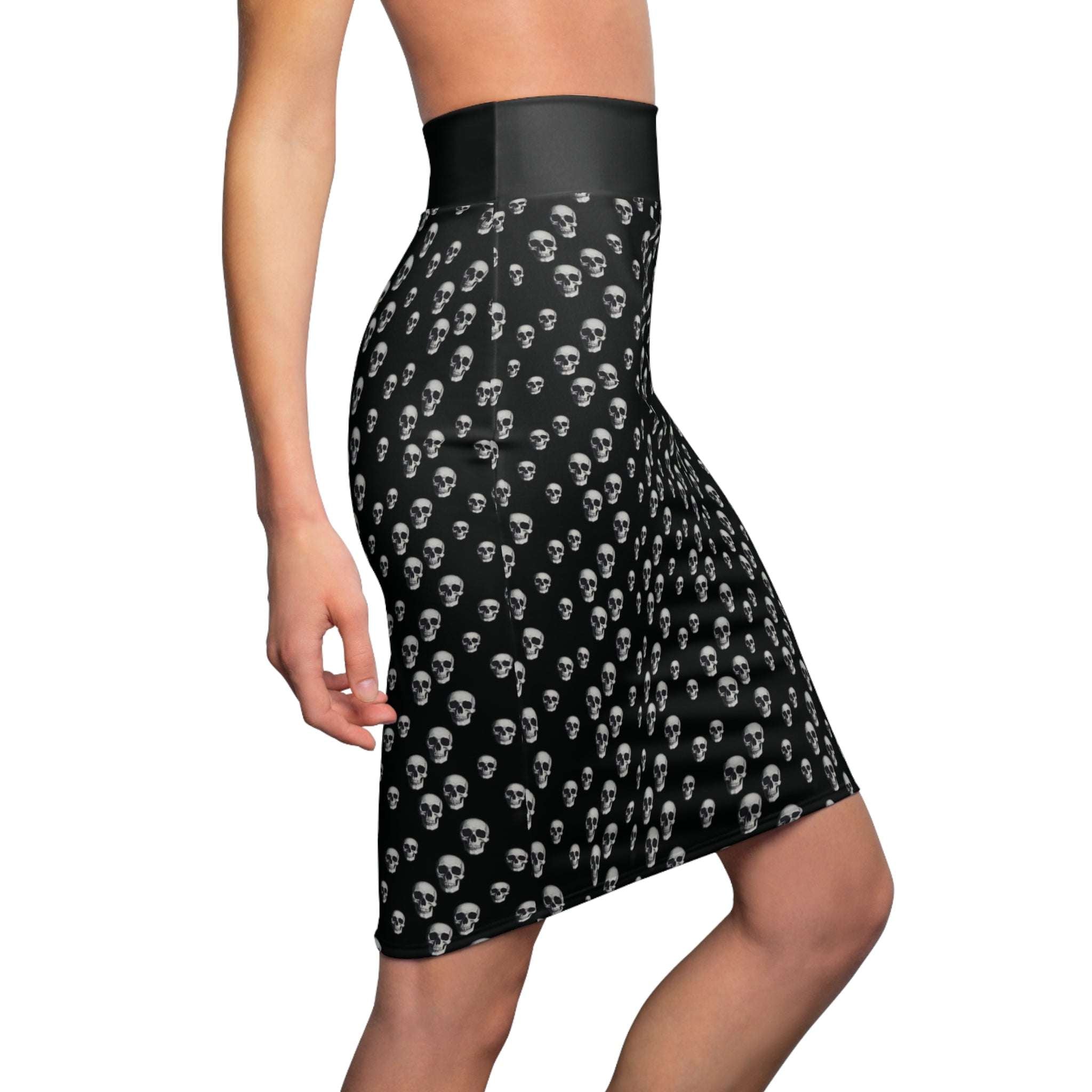 Gothic Skull Pencil Skirt | Edgy Fashion Statement | Women's AOP Skirt, Halloween Outfit, Alternative Style, Everyday Wear, Festival Look