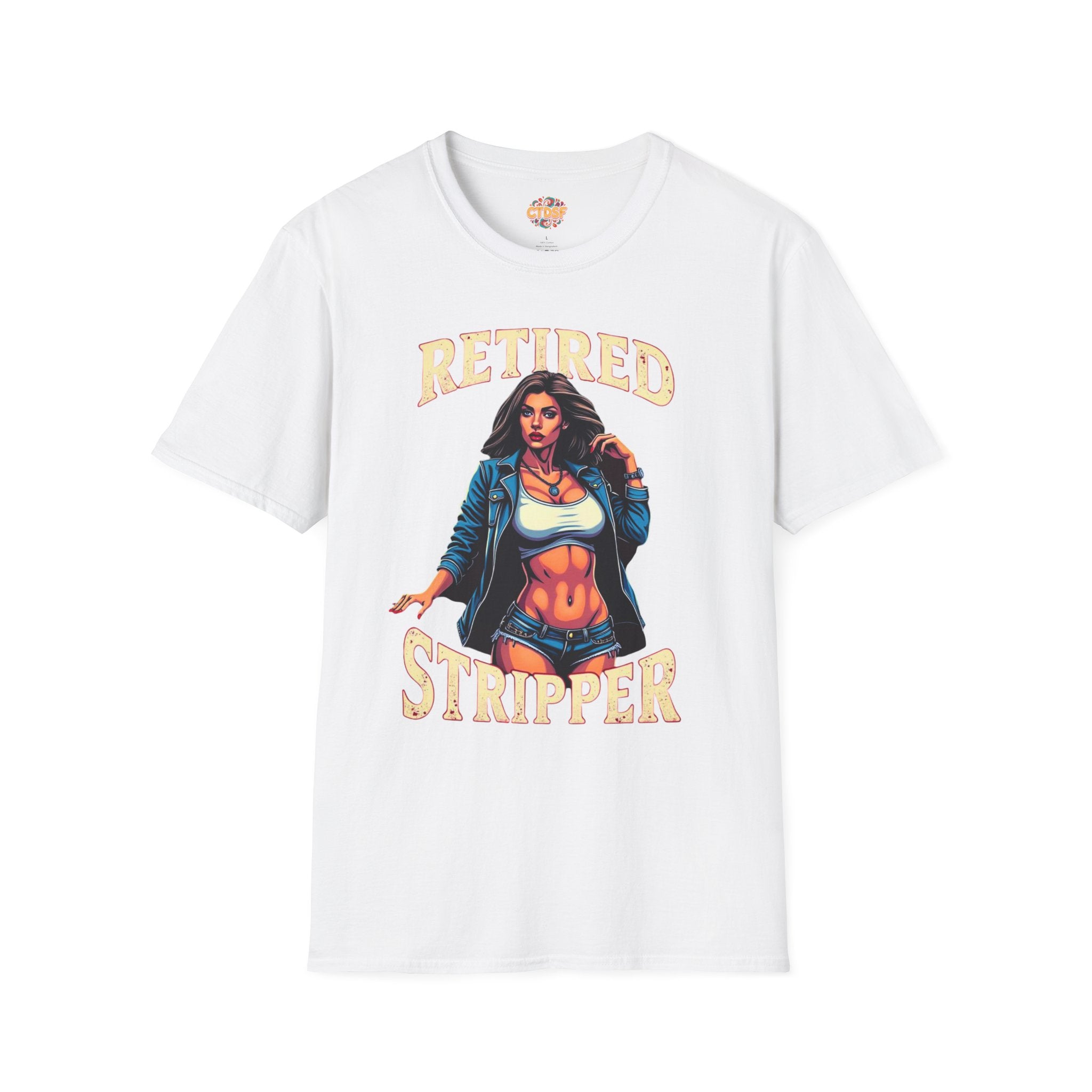 Retired Stripper Unisex Softstyle T-Shirt - Fun Gift for Celebrations
