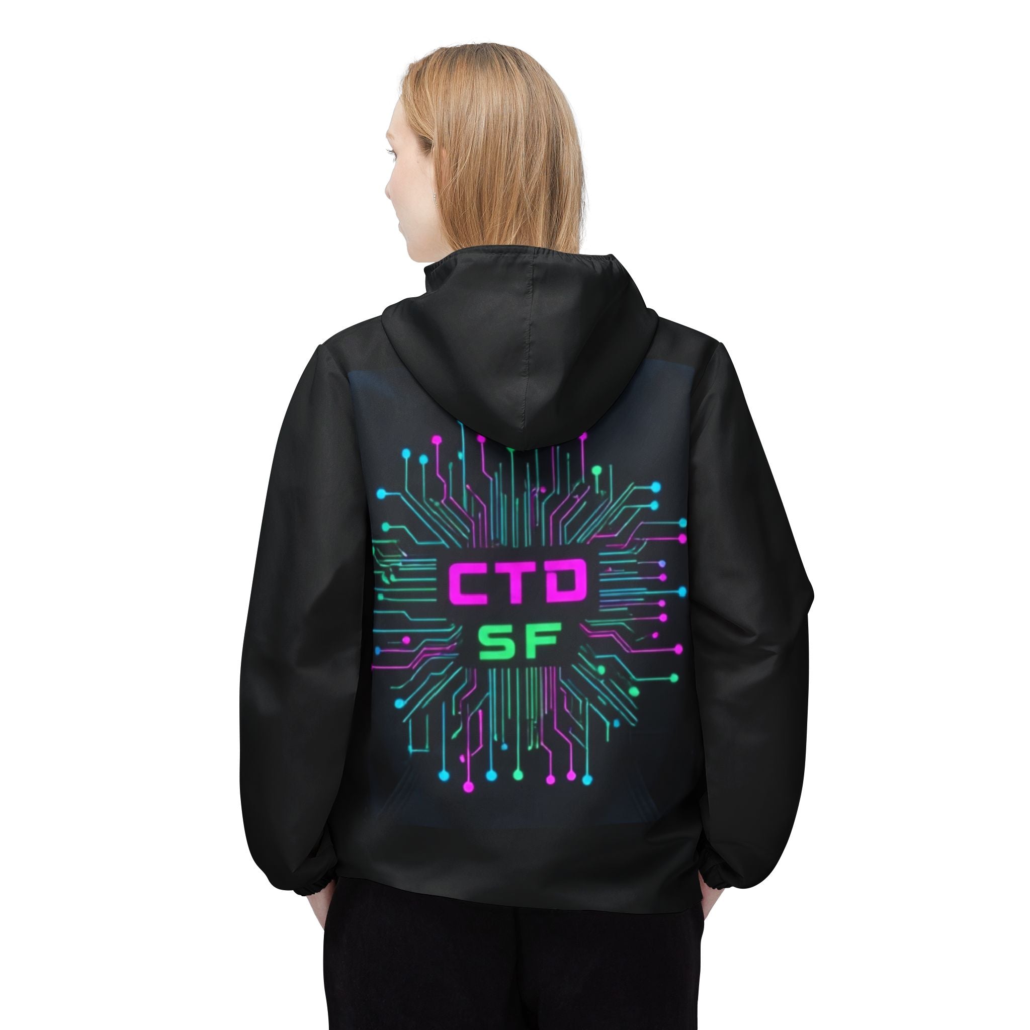 CTD SF Circuitback Windbreaker Jacket — Tech Neon Hoodie-Style Windbreaker