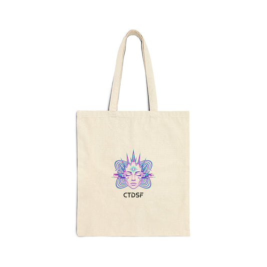 Fractal Glitch Face Tote | chromatic aberration, psychedelic print