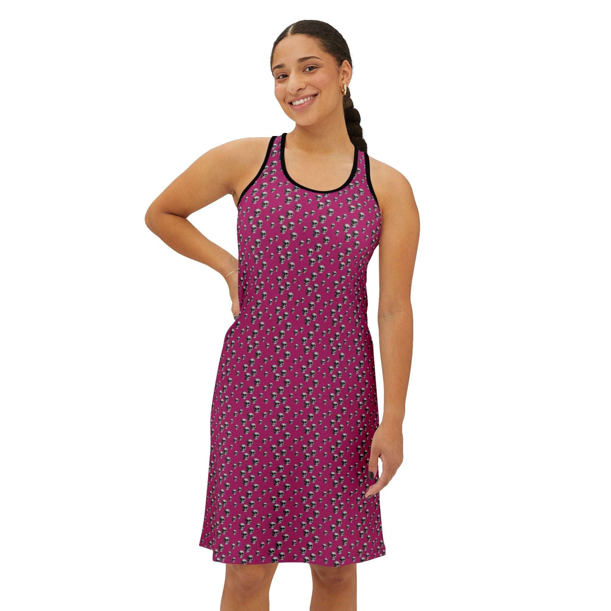 Skull Pattern Pink Racerback Dress