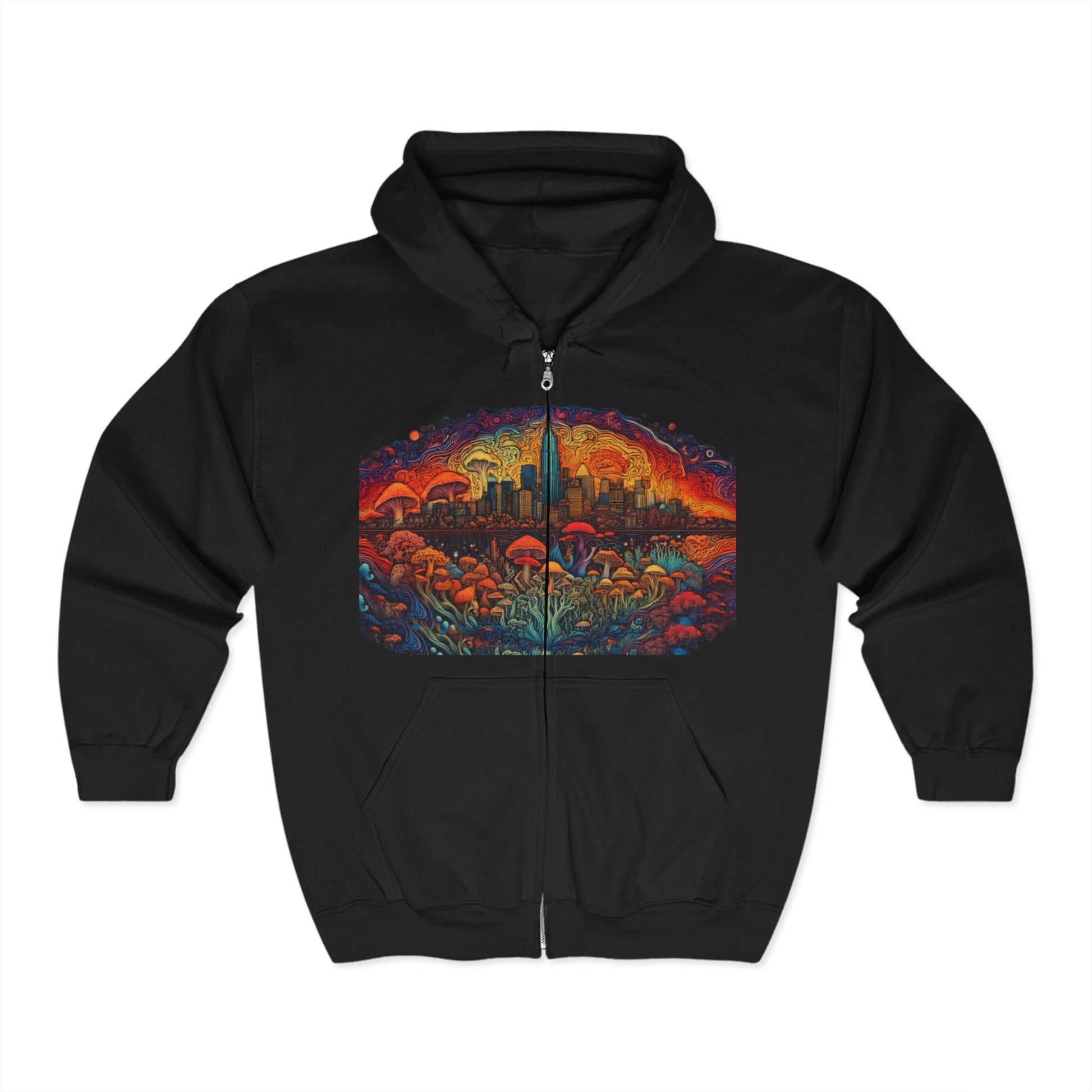 Hoodie - Mushroom SF City Scape Full Zip Heavy Blend Sweatshirt