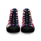 Pink Floral Men’s high top canvas shoes - CTDSF