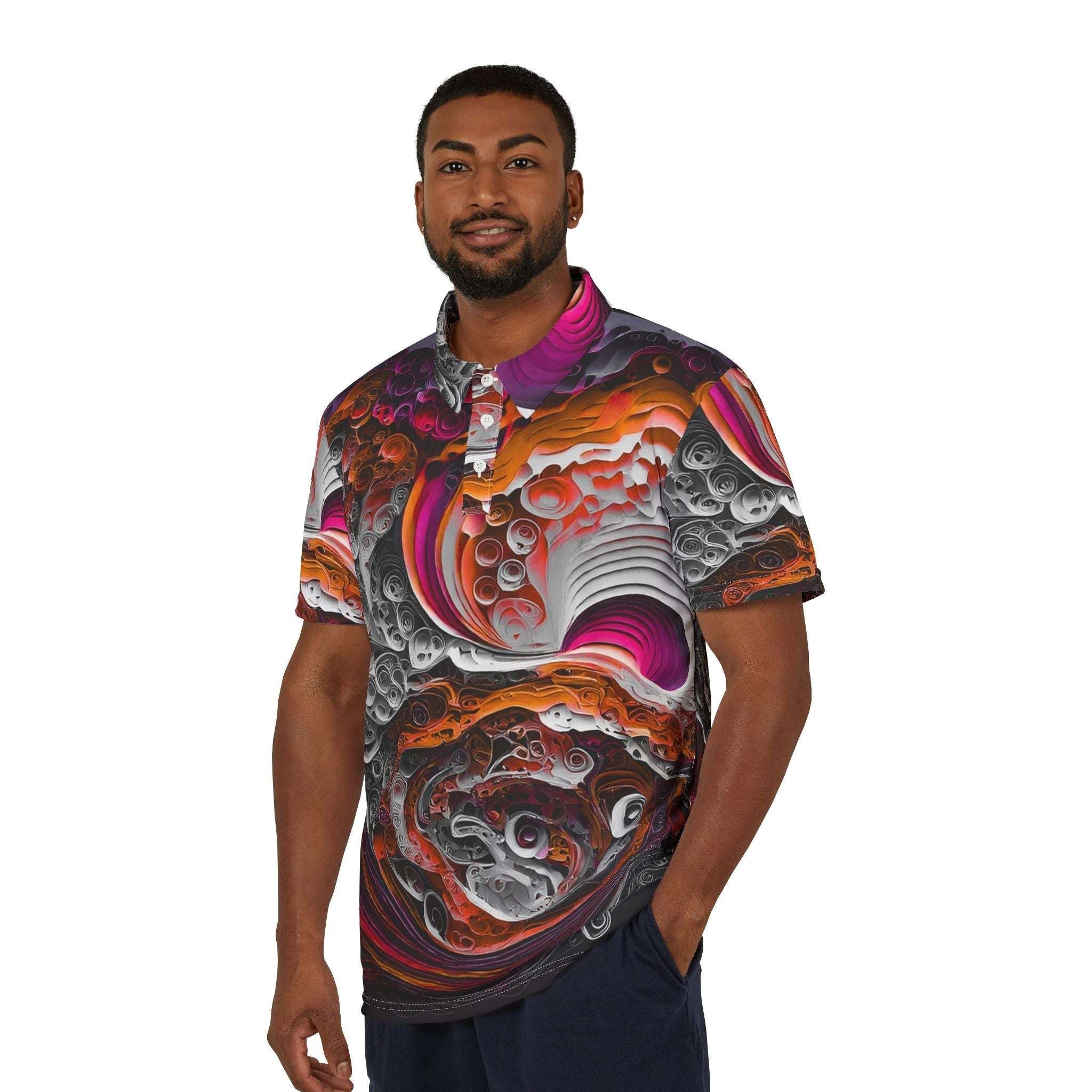 Polo with Topographical Inspired Print - CTDSF