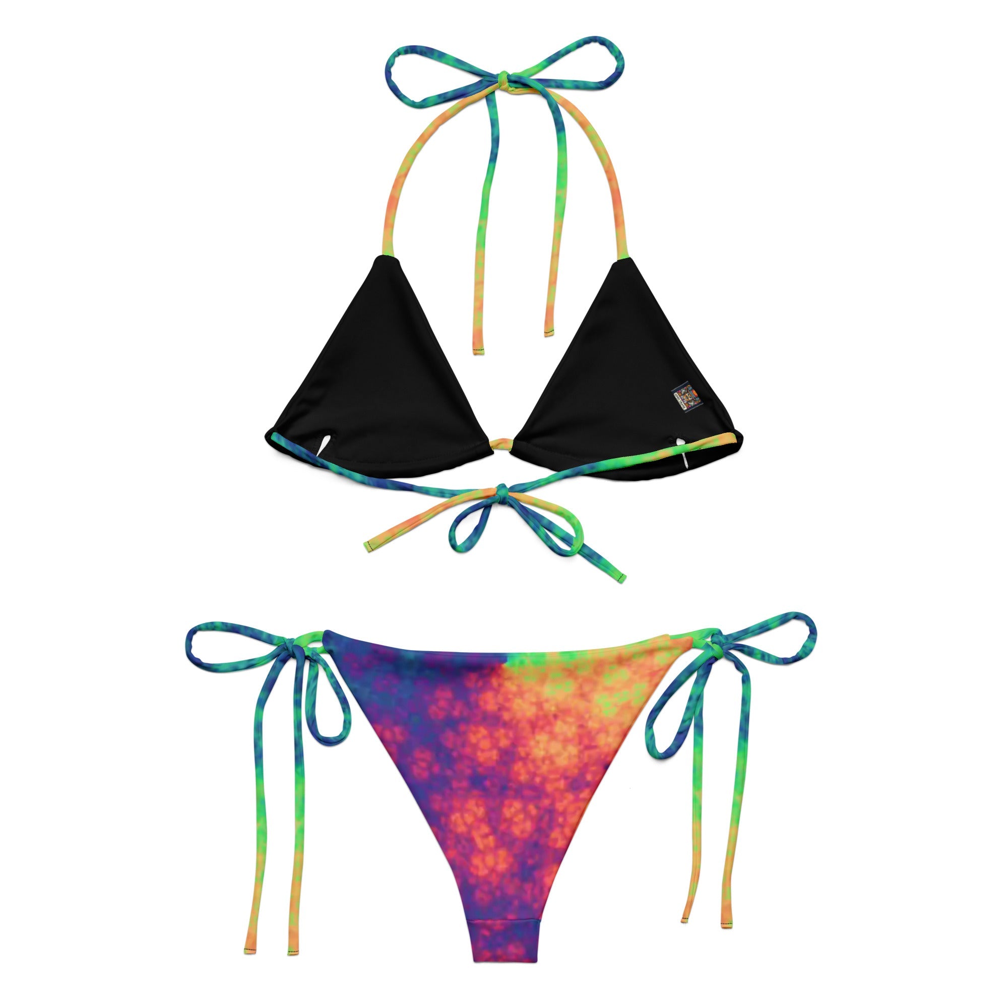 Best-Selling: Rainbow 🌈 🌈 print recycled string bikini