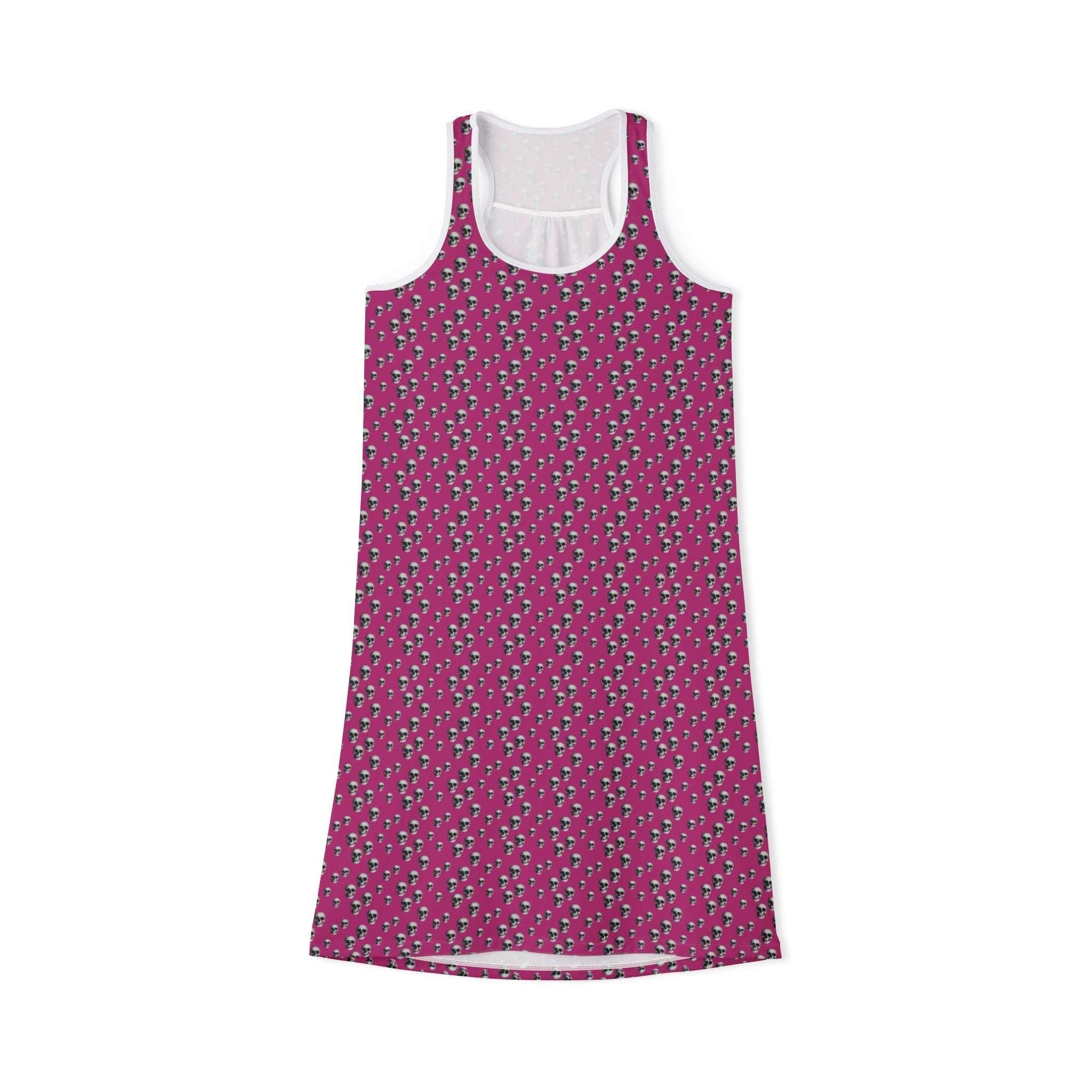 Skull Pattern Pink Racerback Dress - CTDSF