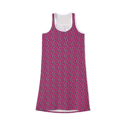 Skull Pattern Pink Racerback Dress - CTDSF
