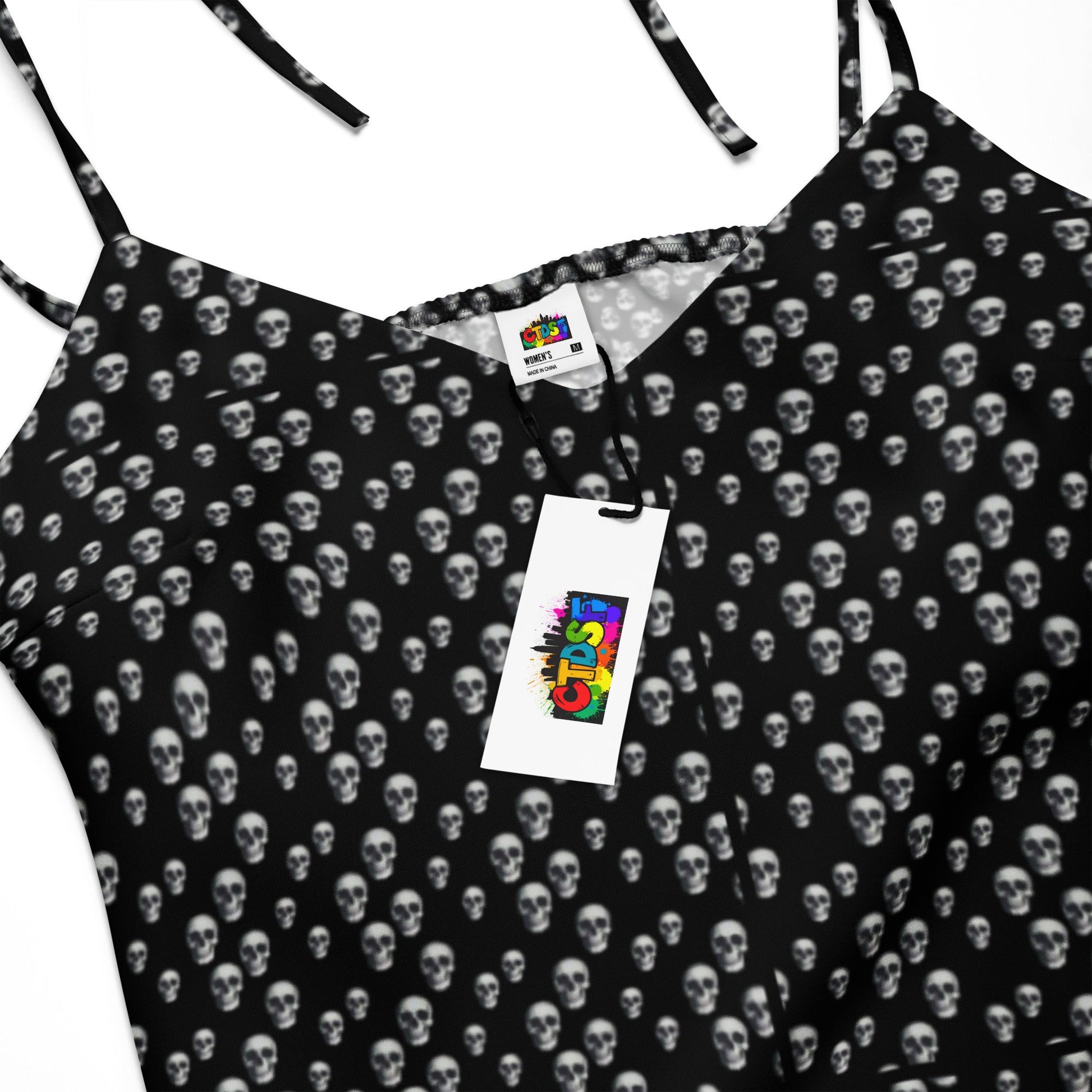 Skull Print Tie - strap midi dress - CTDSF