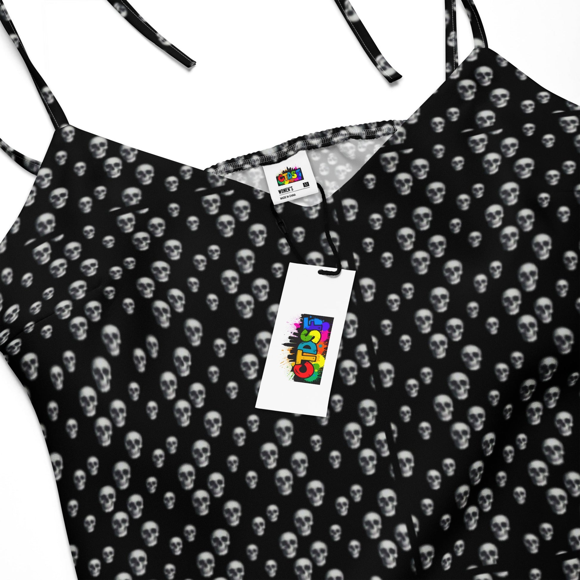 Skull Print Tie - strap midi dress - CTDSF