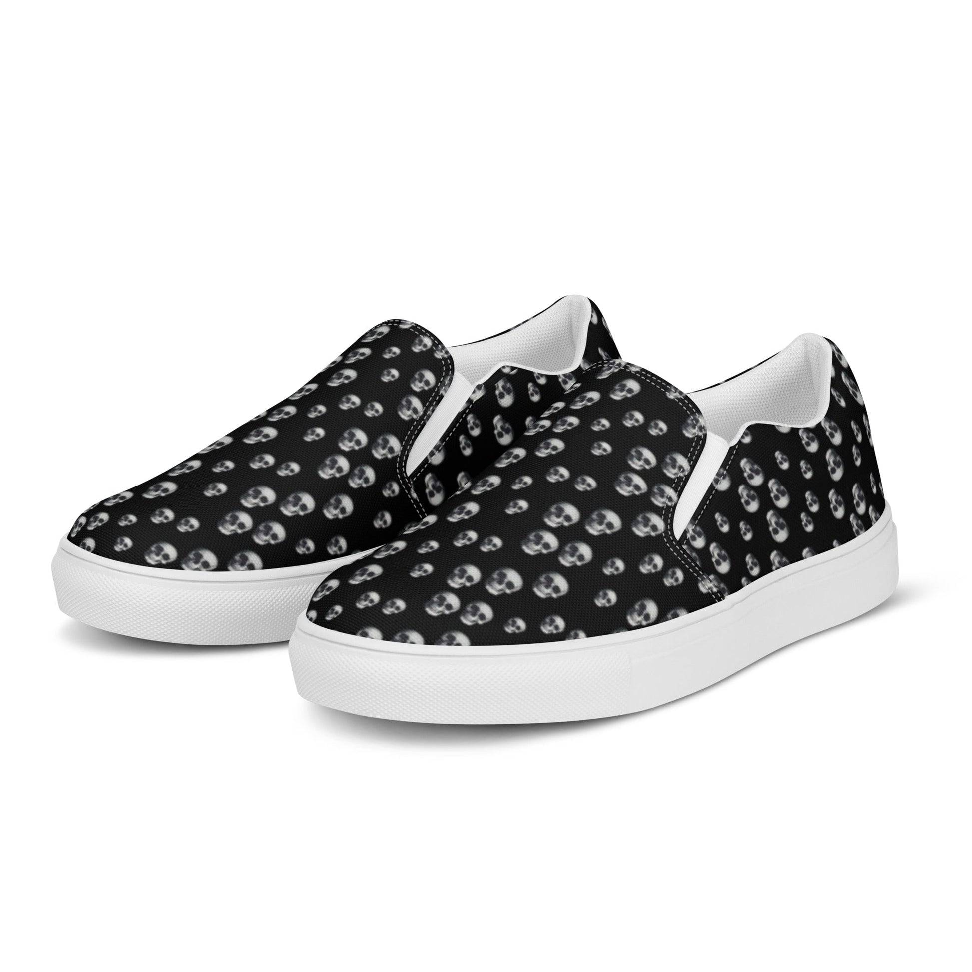 Skull Print Women’s slip - on canvas shoes - CTDSF